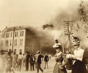 Photograph of Temporary Capitol Building burning