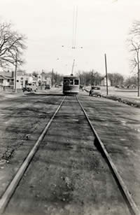 Photograph showing streetcar and tracks
