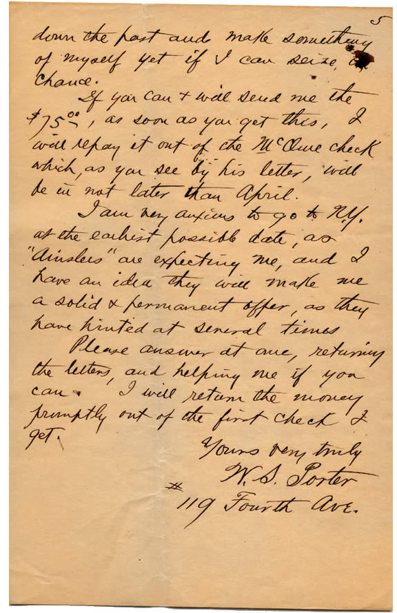 Handwritten letter to Frank Maddox from Porter