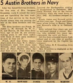 Newspaper article about the Grumbles family titled 
