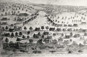 Ink drawing of Austin in 1840