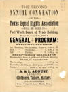 Flyer for The Second Annual Convention of the Texas Equal Rights Association, June 6, 7 and 8, 1894: side 1