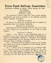 Printed Constitution of the Texas Equal Suffrage Association, adopted at the May, 1916 Sessions: side 1