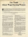 Printed flyer titled: 'The Truth About Wage-Earning Women' issued by the National Association Opposed to Woman Suffrage