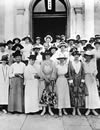 Photograph of group of women on the steps of the Travis County Courthouse