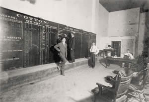 Photograph of men at the Cotton Exchange