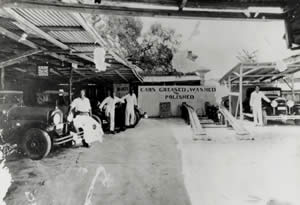 Photograph of workers at Owens Garage